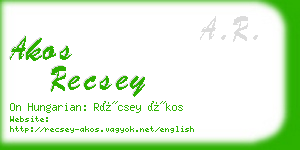 akos recsey business card